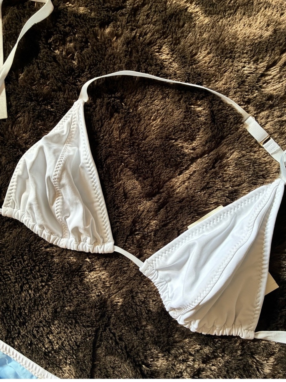 NWT MALIA MILLS WHITE TRIANGLE BIKINI TOP SZ 34